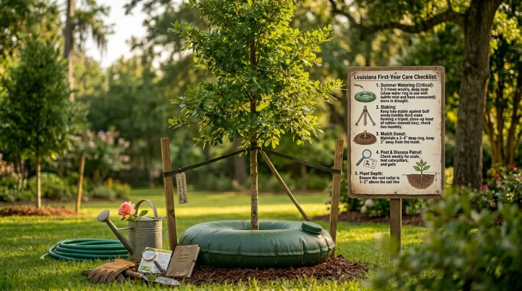 How to Care for a Newly Planted Tree in Louisiana:
