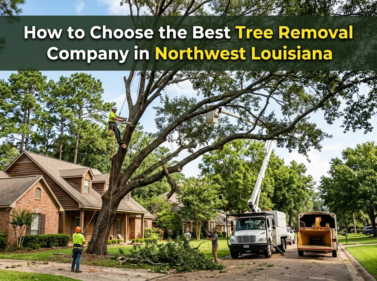 Tree removal company using bucket truck, chipper, and rigging in a neighborhood